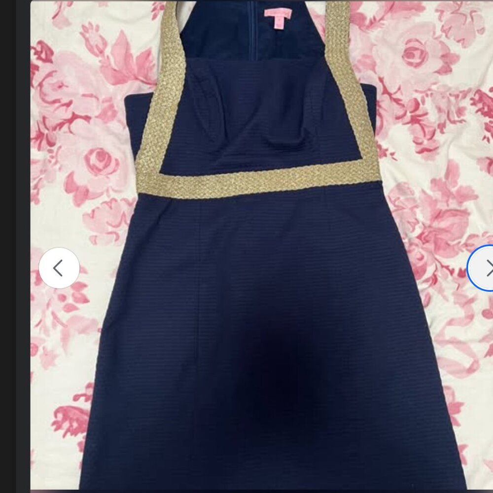 Lilly Pulitzer Navy Shift Dress With Gold size 4
